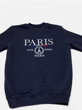 Paris France Eiffel Tower Oversized Y2K Crewneck cotton blend size L